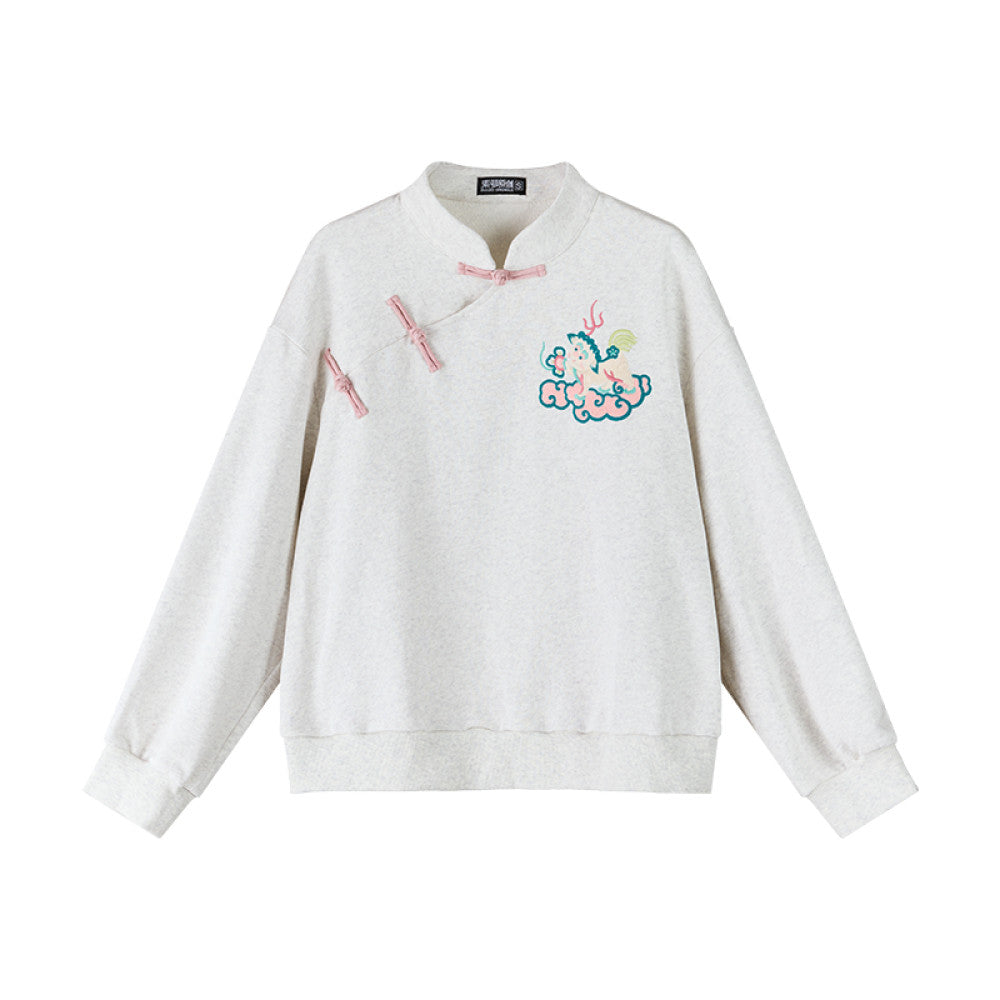 SOLO Original SOLO Spirit of Mountains and Seas Autumn New Chinese Style Embroidered Loose Stand Collar Sweatshirt image 16