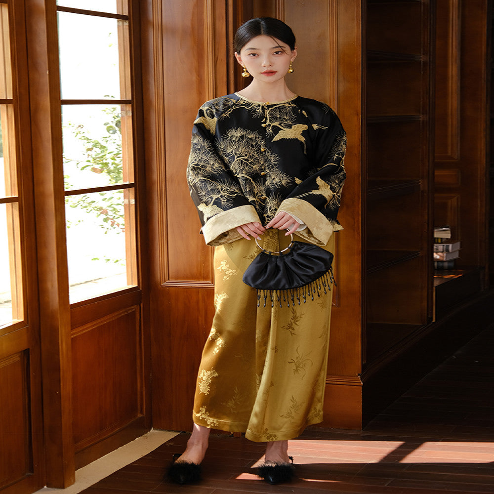 Shanyouse s new Crane Dance Pine Wind Embroidered Jacket New 2025 New Chinese Style Women s National Style Top High end Jacket image 2