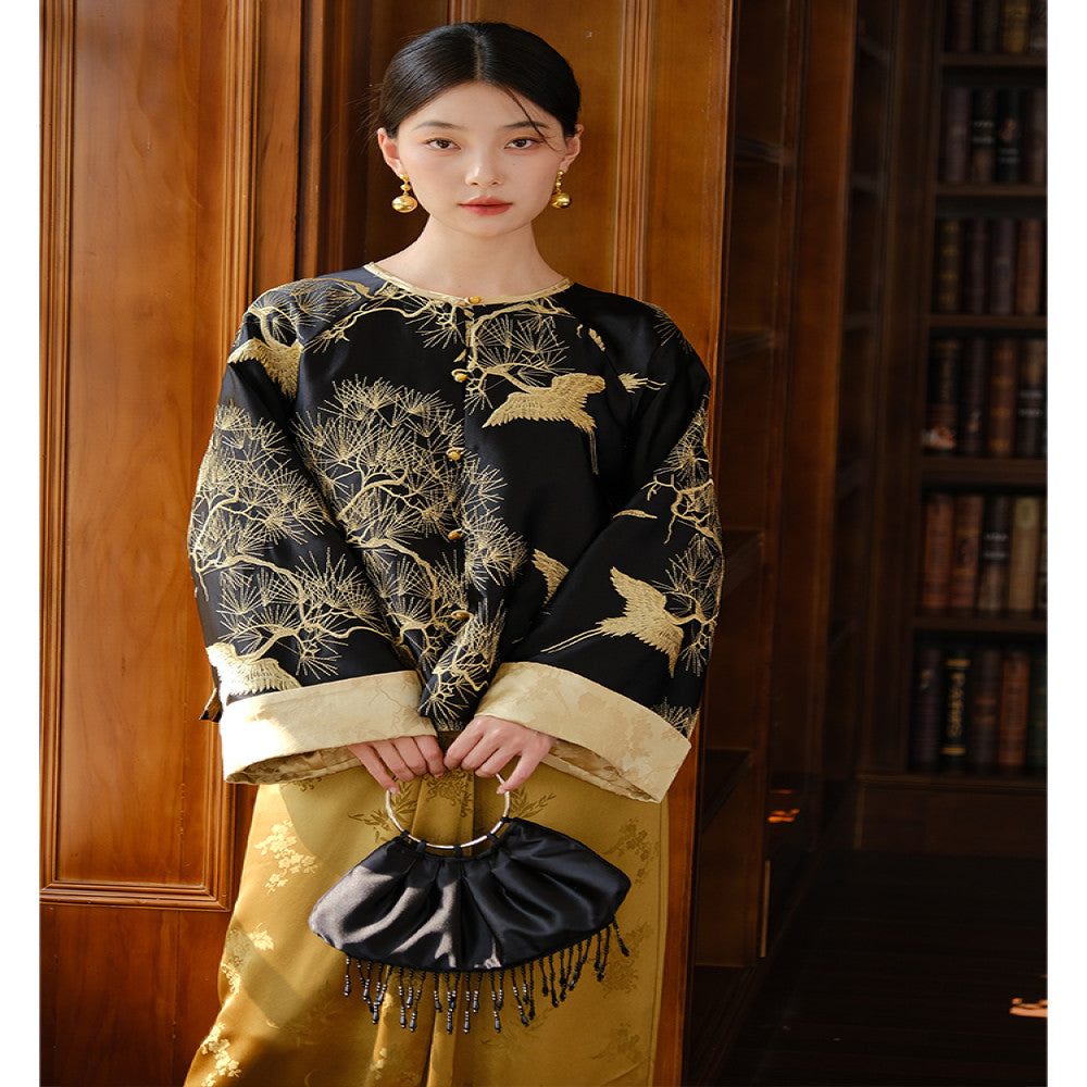 Shanyouse s new Crane Dance Pine Wind Embroidered Jacket New 2025 New Chinese Style Women s National Style Top High end Jacket image 4