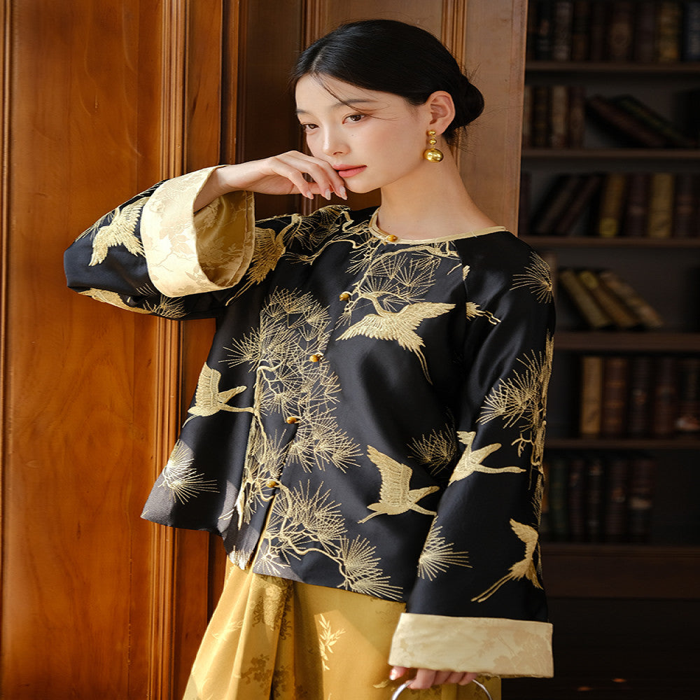 Shanyouse s new Crane Dance Pine Wind Embroidered Jacket New 2025 New Chinese Style Women s National Style Top High end Jacket image 0