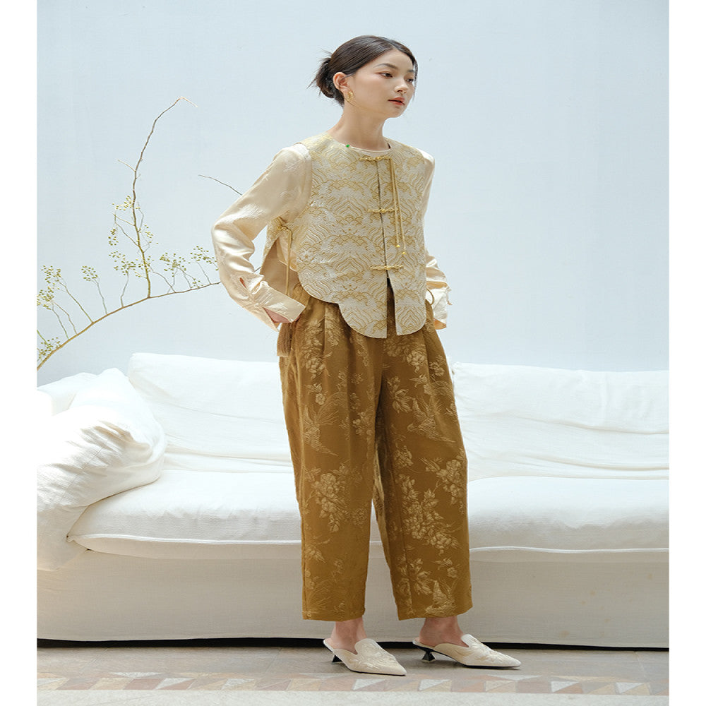 Mountain colored pants spring women s spring and summer new pants rayon jacquard pants carrot pants women 2025 new early spring image 3