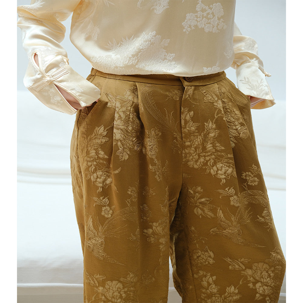 Mountain colored pants spring women s spring and summer new pants rayon jacquard pants carrot pants women 2025 new early spring image 5