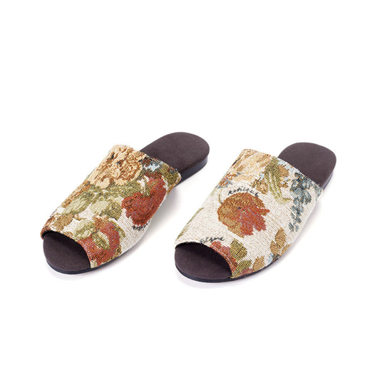 ASAYA3800: Vintage Jacquard Floral Slippers – 𝐓𝐢𝐦𝐞𝐥𝐞𝐬𝐬 𝐂𝐨𝐦𝐟𝐨𝐫𝐭 𝐌𝐞𝐞𝐭𝐬 𝐅𝐥𝐨𝐫𝐚𝐥 𝐂𝐡𝐚𝐫𝐦 ✨🌸