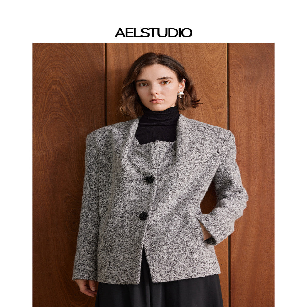 AEL original Gray style wool suit jacket for women in autumn 2025 new vintage style suit image 2