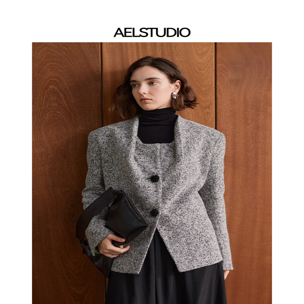 AEL original Gray style wool suit jacket for women in autumn 2025 new vintage style suit image 21