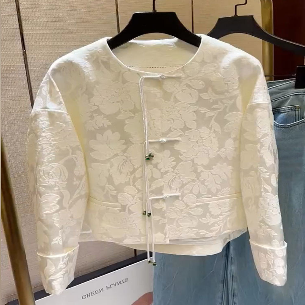 New Chinese style national style elements jacquard button design top 2025 early spring new high end temperament jacket for women image 0