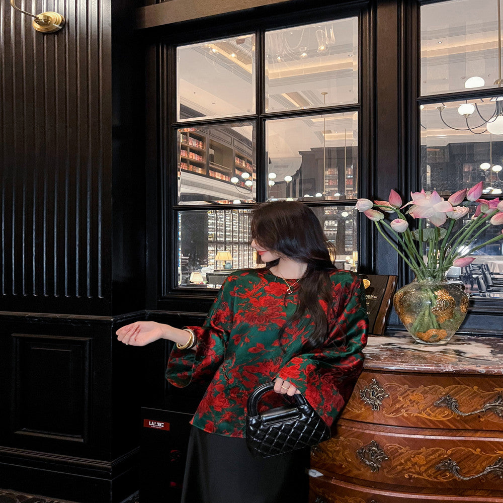 New Chinese style vinegar Tang style retro Song brocade jacket for women in the spring of 2025 with a high end and light mature style image 4