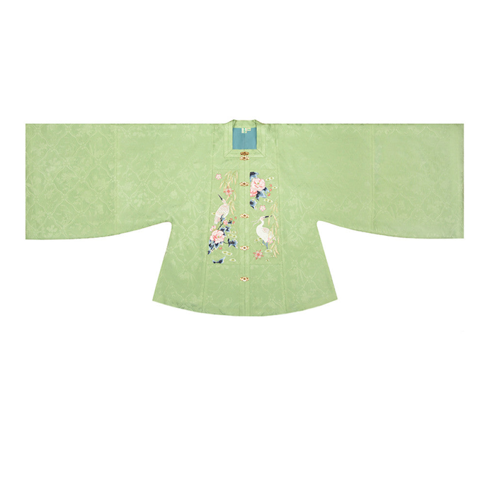 Shanggong Language Egret from Yizhou Ming Dynasty Hanfu Imitation Makeup Flower Embroidery Square Collar Double Collar Complementary Clothing Cross Collar Coat Horse Face Skirt Spring and Autumn image 43