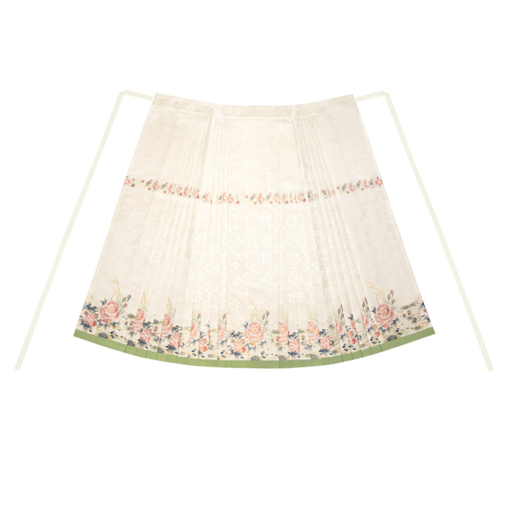 Shanggong Language Egret from Yizhou Ming Dynasty Hanfu Imitation Makeup Flower Embroidery Square Collar Double Collar Complementary Clothing Cross Collar Coat Horse Face Skirt Spring and Autumn image 46