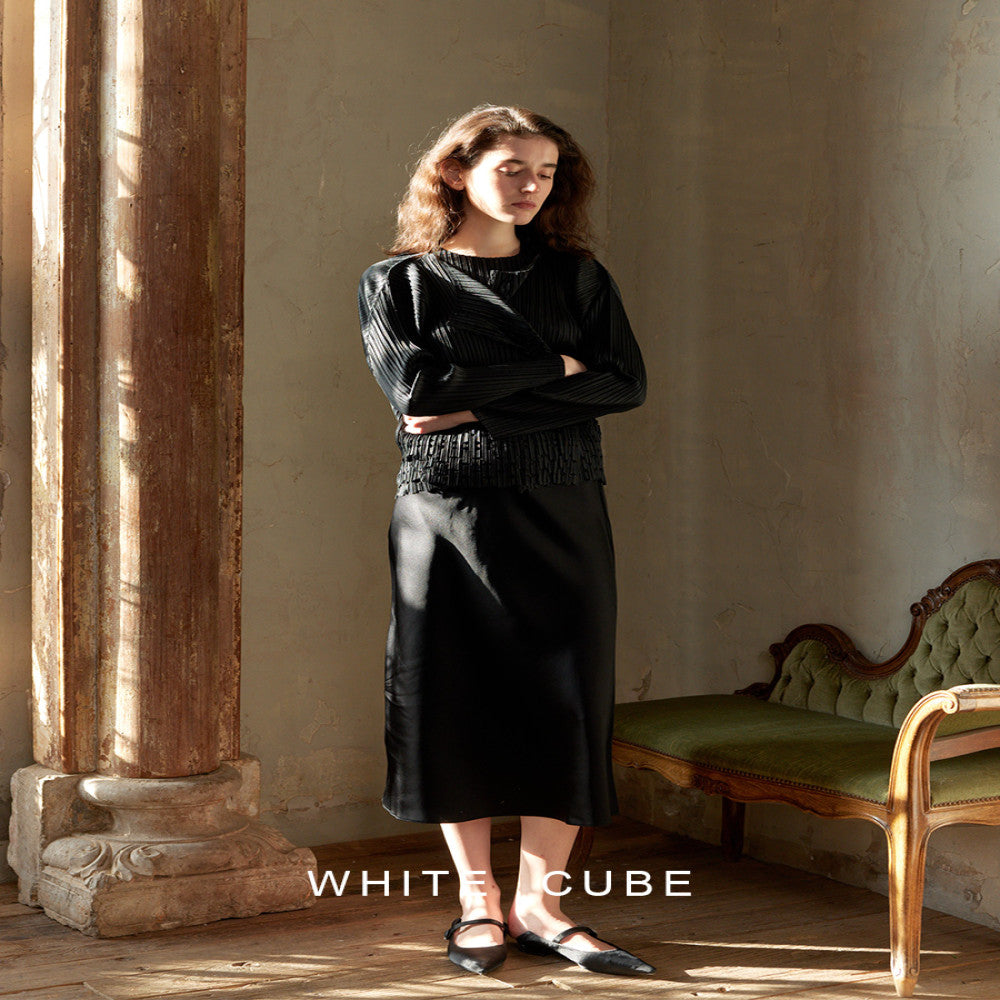 whitecube2025 spring and summer Miyake style hollow pleated cardigan short jacket loose cold women s tops image 4