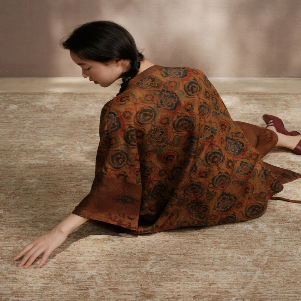 25 Mu Mi Xiang Yun Sha Luo Shen Fu Traditional Chinese Painting Printed Fold Front New Chinese Coat Slimming Dress image 5