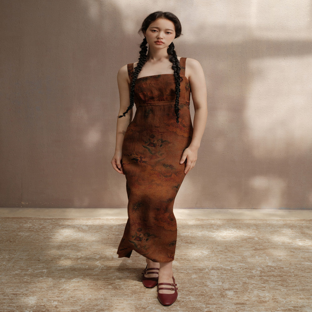 25 Mu Mi Xiang Yun Sha Luo Shen Fu Traditional Chinese Painting Printed Fold Front New Chinese Coat Slimming Dress image 15