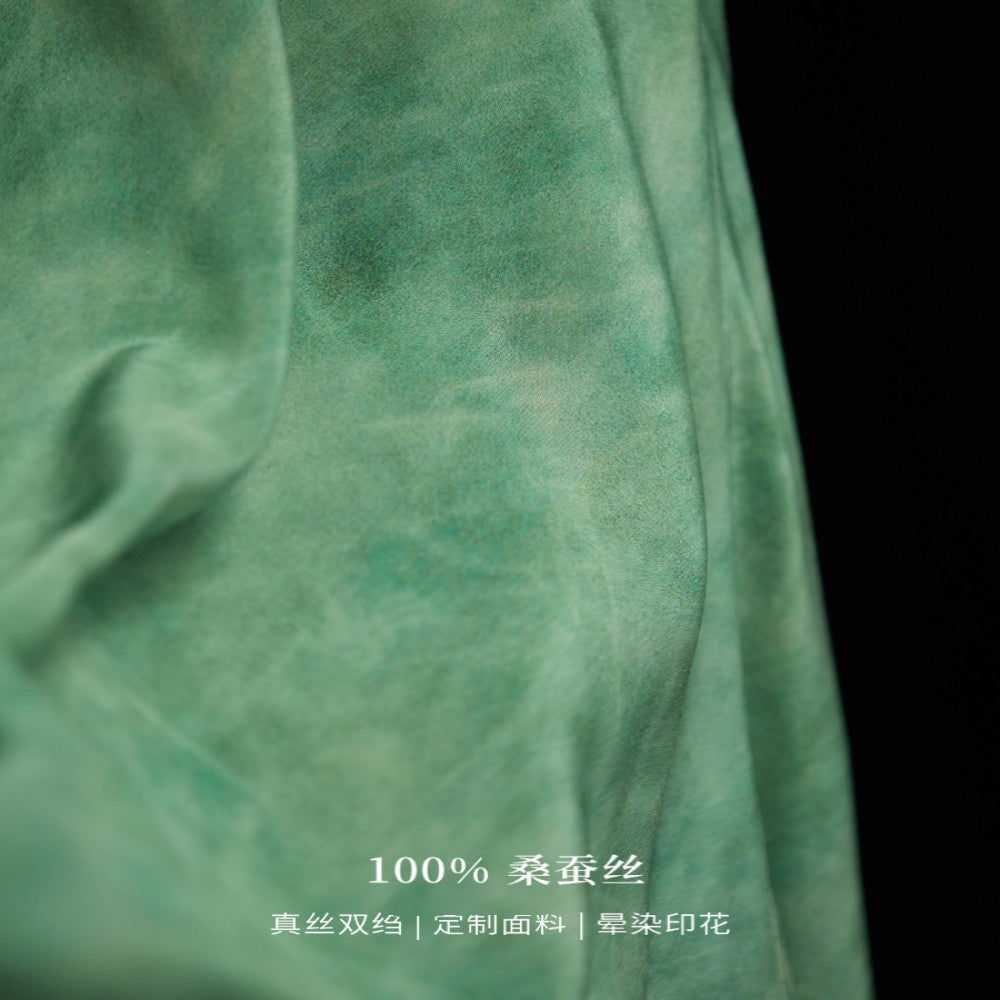 Customized silk double crepe 100 mulberry silk shawl top slanted fish tail half skirt hanging neck top image 2