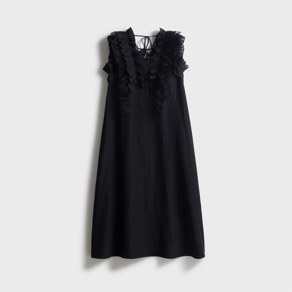 Jiaqi Customized High end Retro Sweet Older Girl Linen Ruffle Loose Fashionable and Comfortable Dress image 11