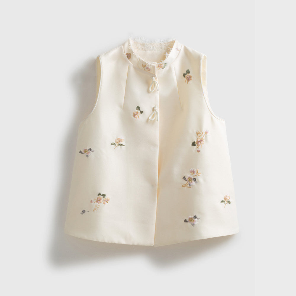 Jiaqi Custom Silk and Wool Texture Heavy Work Positioning High Density Embroidery Embroidered Lace Stand up Collar Chinese Style Fashion Vest image 20