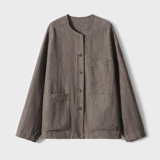 ASAYA3630 Early autumn, linen loose feeling old money style jacket shirt