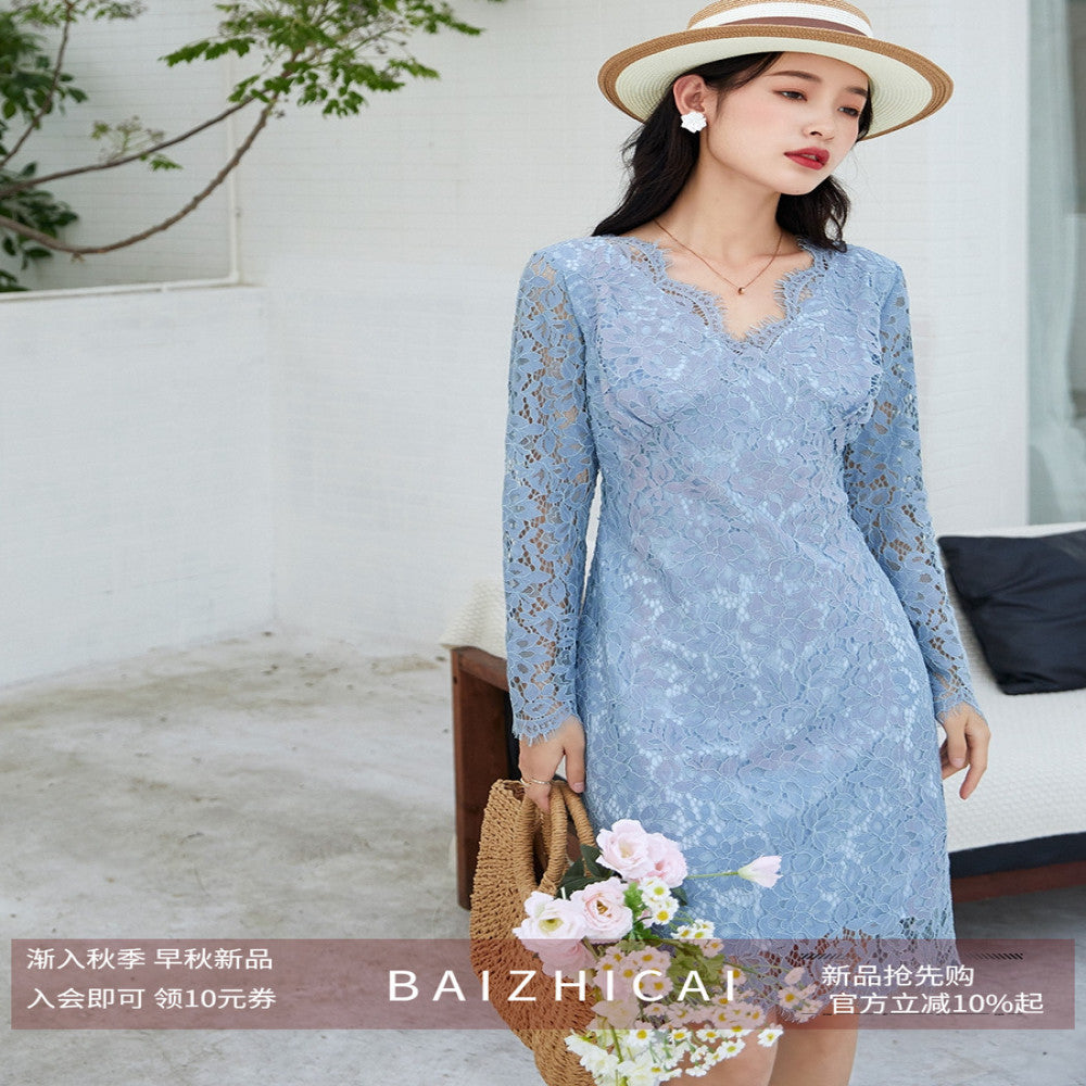 Summer gentle style gray small fragrant style stylish dress 250 socialites niche stunning French lace dress image 0