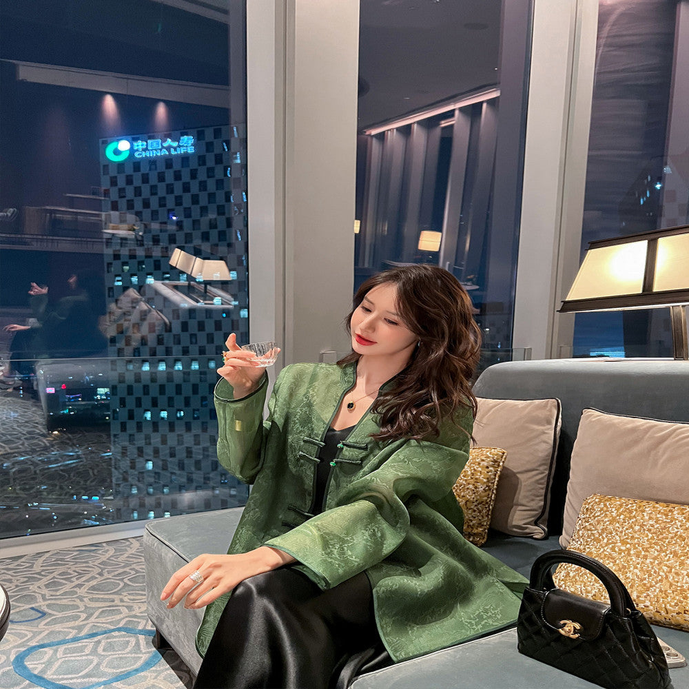 New Chinese style light national style silk sun protection tops women 2025 summer thin loose retro buttoned mulberry silk shirt image 2