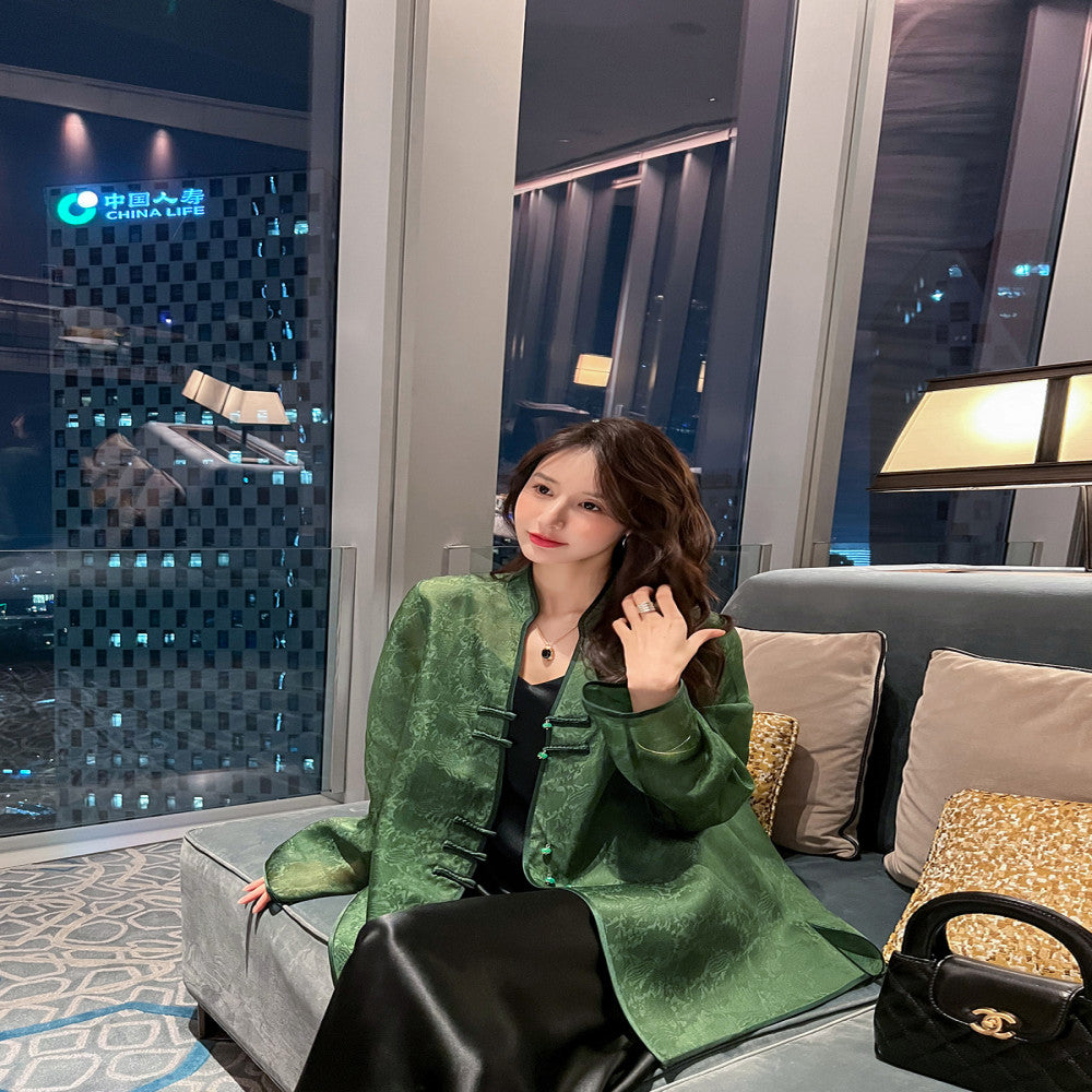 New Chinese style light national style silk sun protection tops women 2025 summer thin loose retro buttoned mulberry silk shirt image 4