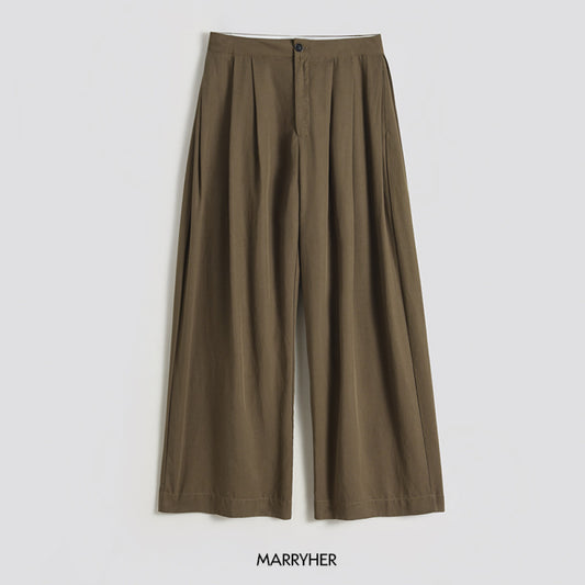 ASAYA3624 Loose pleated Tencel linen casual wide-leg pants (2 Colors)