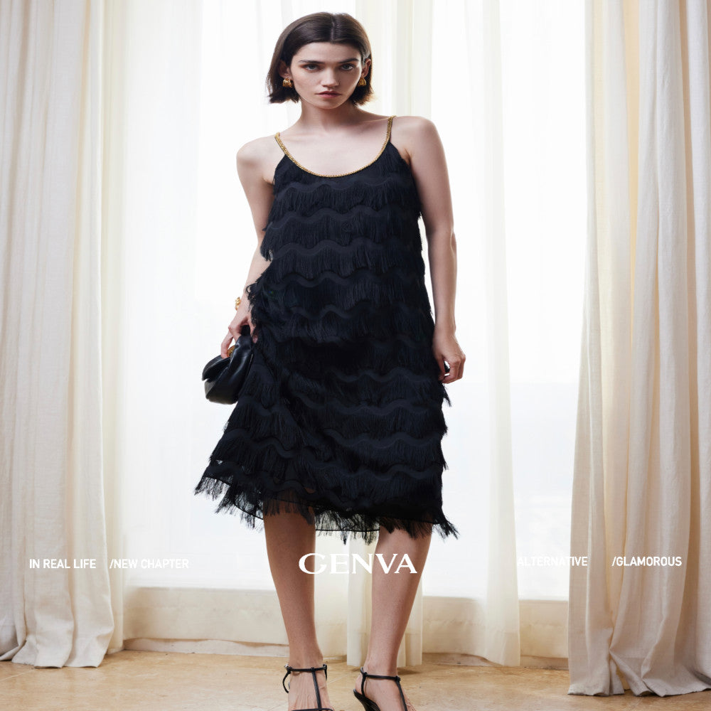 MR 99 Flowing Light Washing Yarn Luxurious and Dynamic Water Wave Pattern Scissors Abundant tassels Eye catching Chain Dress T shirt image 5