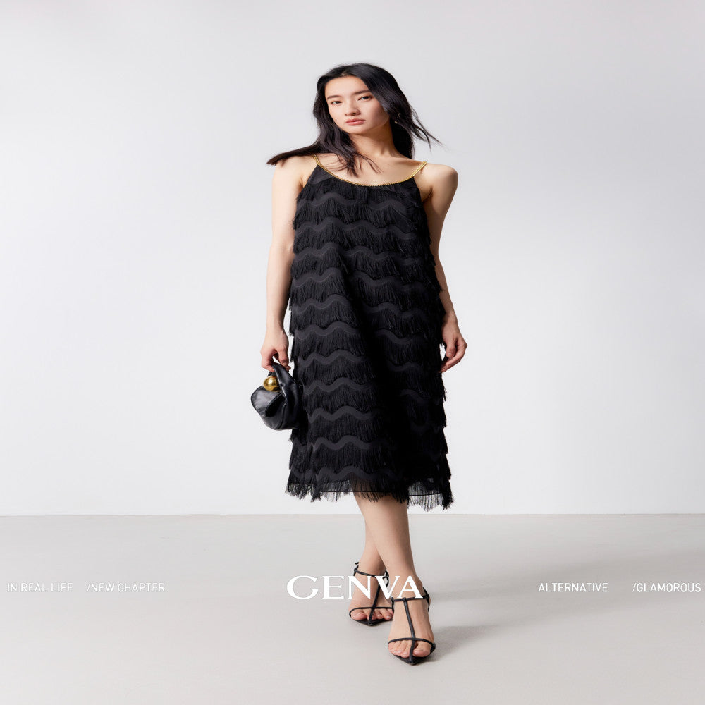 MR 99 Flowing Light Washing Yarn Luxurious and Dynamic Water Wave Pattern Scissors Abundant tassels Eye catching Chain Dress T shirt image 13