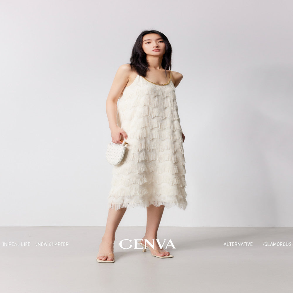 MR 99 Flowing Light Washing Yarn Luxurious and Dynamic Water Wave Pattern Scissors Abundant tassels Eye catching Chain Dress T shirt image 26