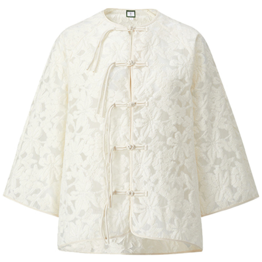 Ting Tang Celebrity Style Jacquard New Chinese Style Jacket Women s Three quarter Sleeve Hollow Button Chinese Style Short Top image 7