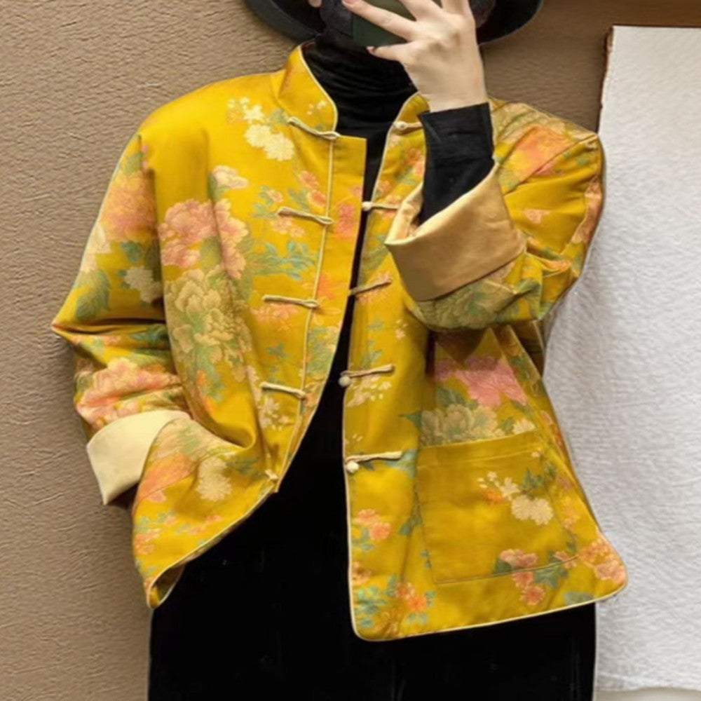 New Chinese style women s clothing for autumn and winter 2025 improved cheongsam daily retro cotton clothing embroidered Tang style outerwear image 5