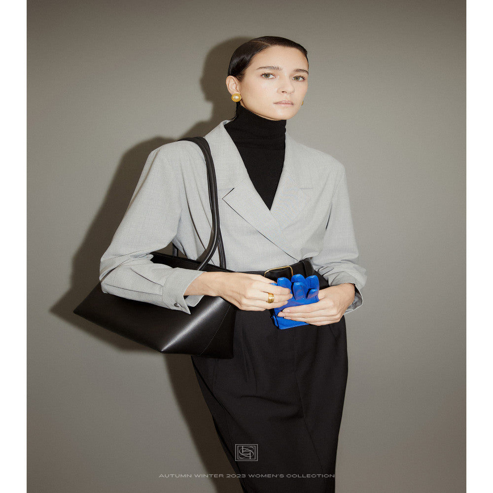 Le Samedi Stylish office lady custom color wool shirt wide leg pants set image 3