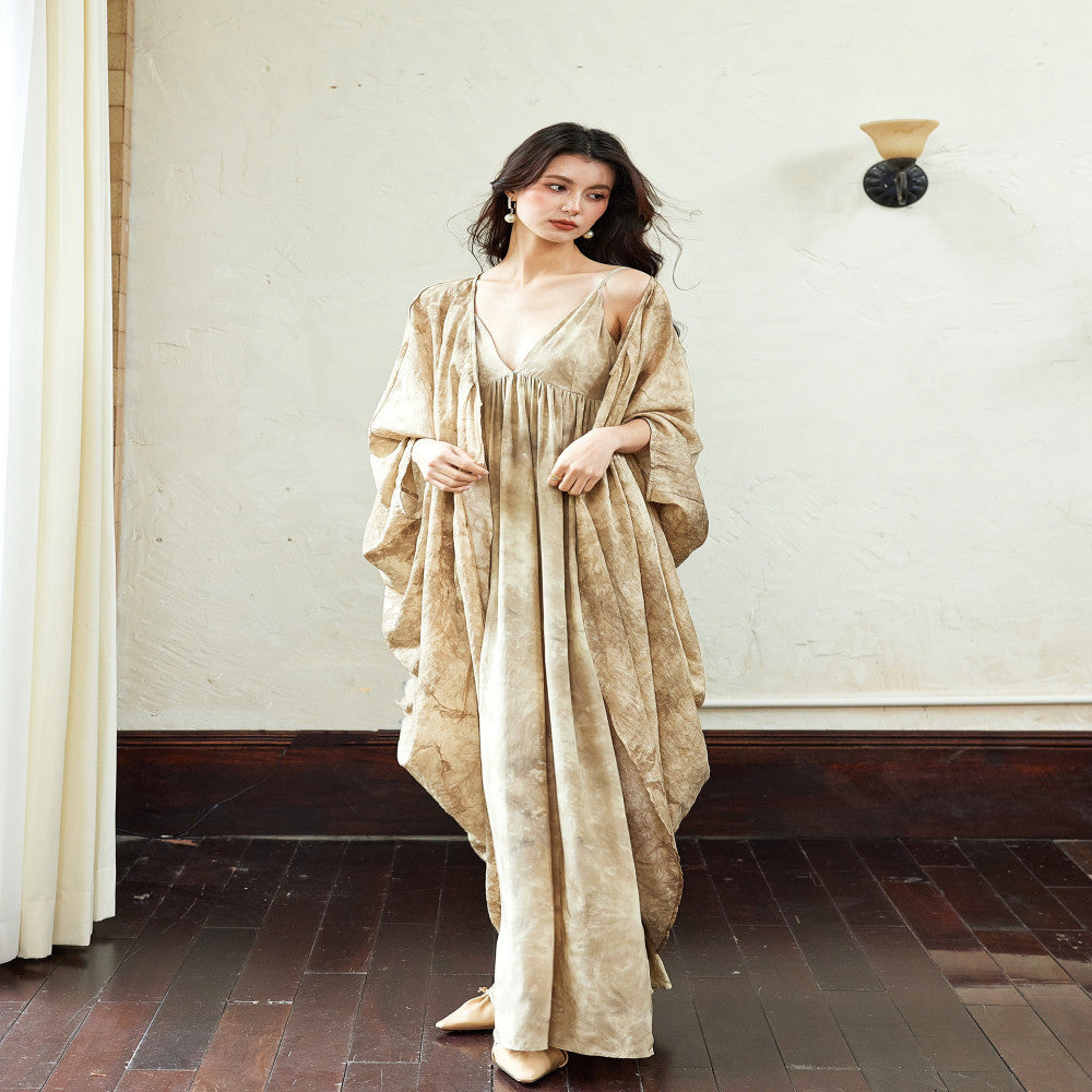 Colored suspenders V neck dress suit women s summer 2024 new loose coat new Chinese style long skirt three views image 2