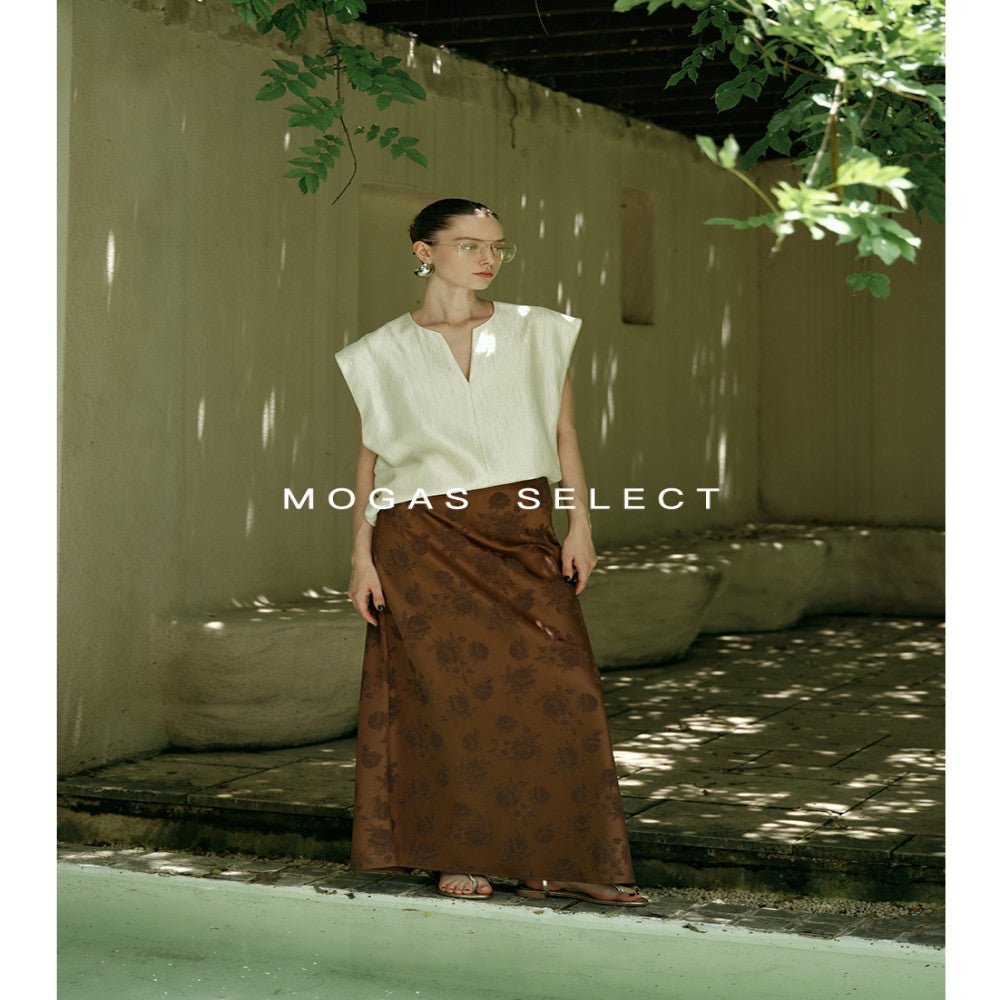 Mogas South French holiday heavyweight Lyocell blend French V neck T shirt sleeveless top vest women s summer outerwear image 5