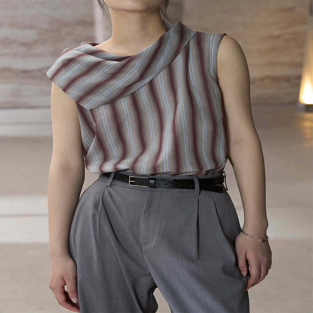 COMMON VALUE La jet e Purple Dusk Sea Breeze Vest Sleeveless Lapel T shirt image 4