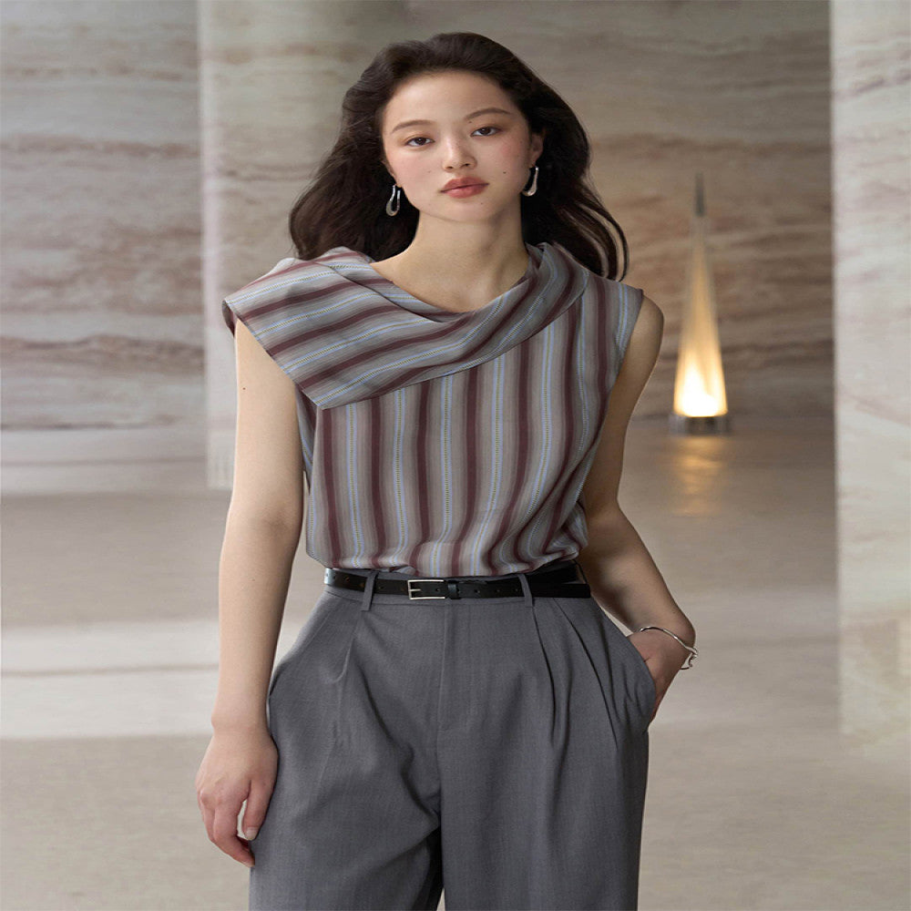 COMMON VALUE La jet e Purple Dusk Sea Breeze Vest Sleeveless Lapel T shirt image 0