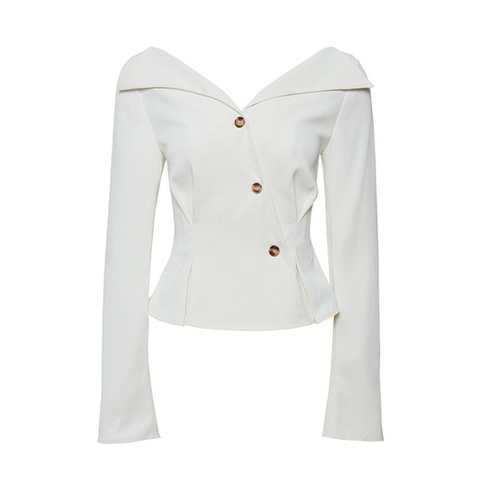 ASAYA3586 Custom design lapel waist V-neck shirt