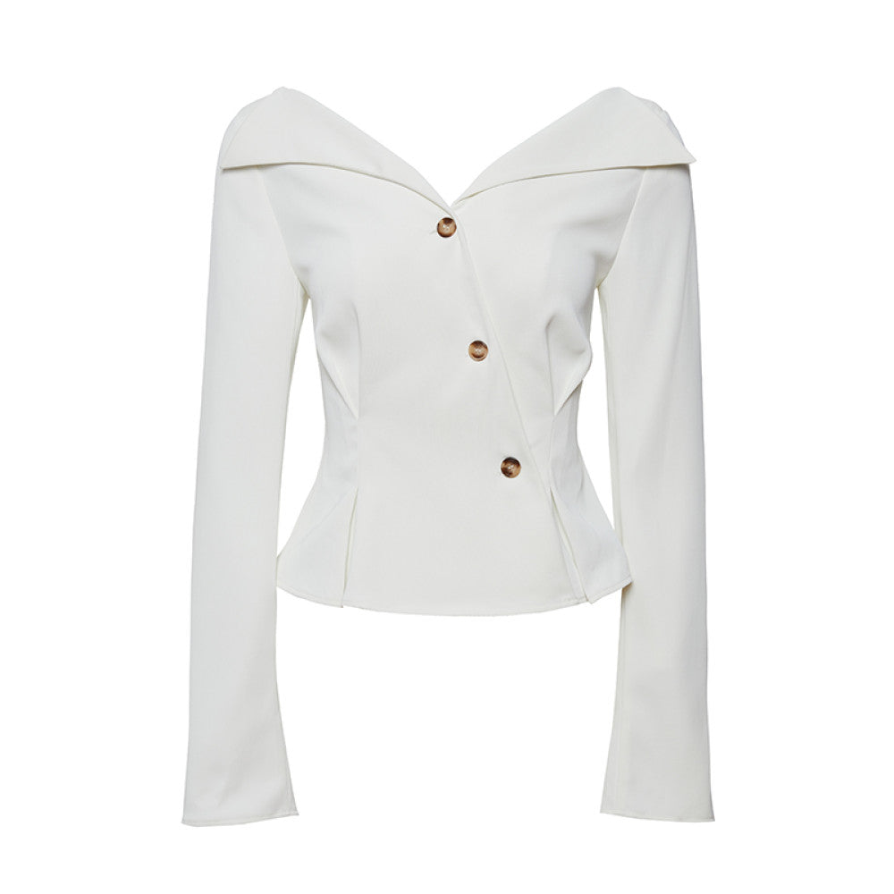 AEL original custom design feeling lapel and waist cinched V neck shirt for women autumn new commuter French top for women image 26