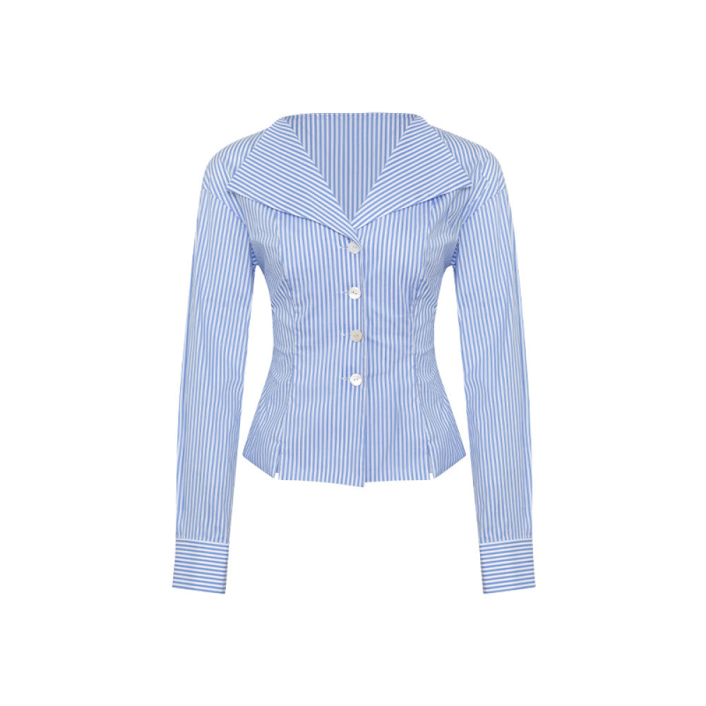 AEL original custom design feeling lapel and waist cinched V neck shirt for women autumn new commuter French top for women image 28