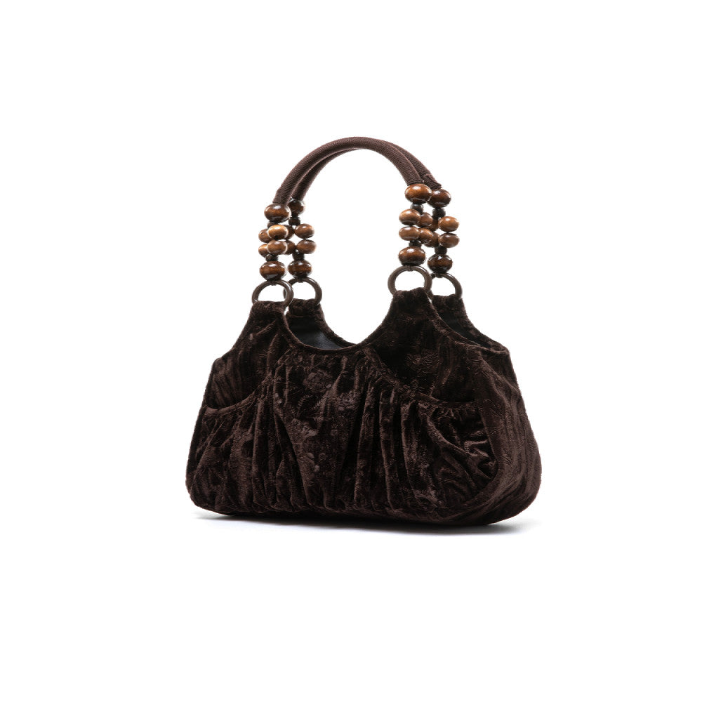 SHIYUAN Nightingale Rose Original Velvet Drawn Jacquard Underarm Bag Beaded Single Shoulder Handbag image 5