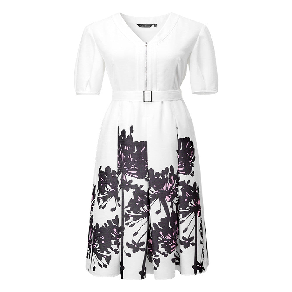 Yanyu printed temperament dress for women s clothing 2025 new summer fashion simple and fashionable short sleeved V neck dress image 5