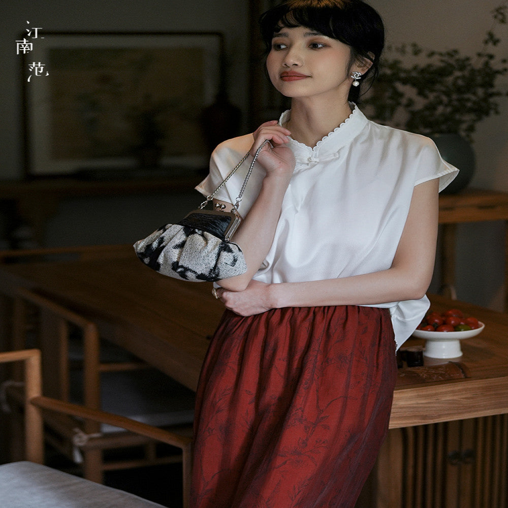 Jiangnan style new improved white short sleeved cheongsam top 2024 summer temperament all match Chinese tea dress blouse image 2