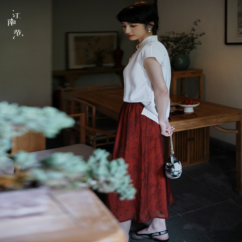 Jiangnan style new improved white short sleeved cheongsam top 2024 summer temperament all match Chinese tea dress blouse image 3