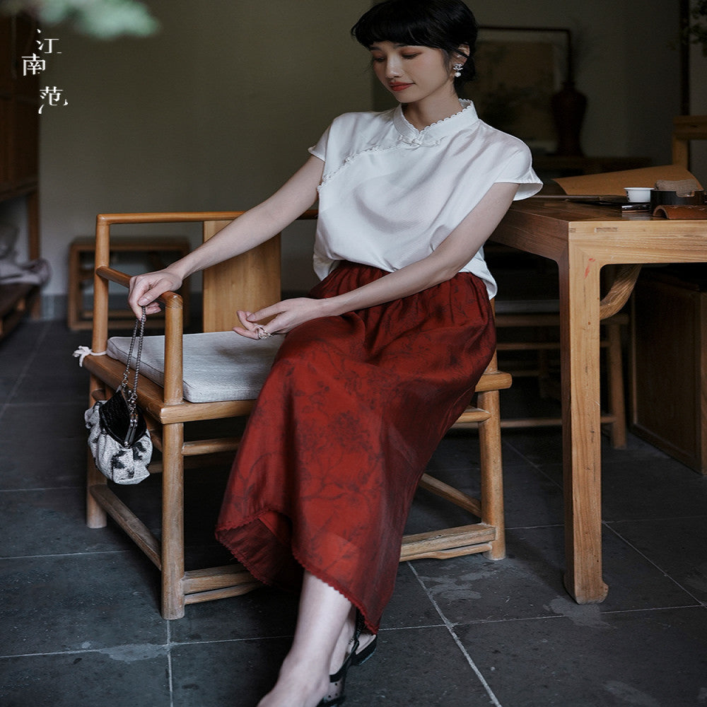 Jiangnan style new improved white short sleeved cheongsam top 2024 summer temperament all match Chinese tea dress blouse image 5