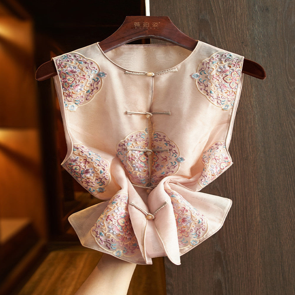 Pink high end silk new Chinese style vest for women in summer thin design heavy embroidery mulberry silk buckle top image 2