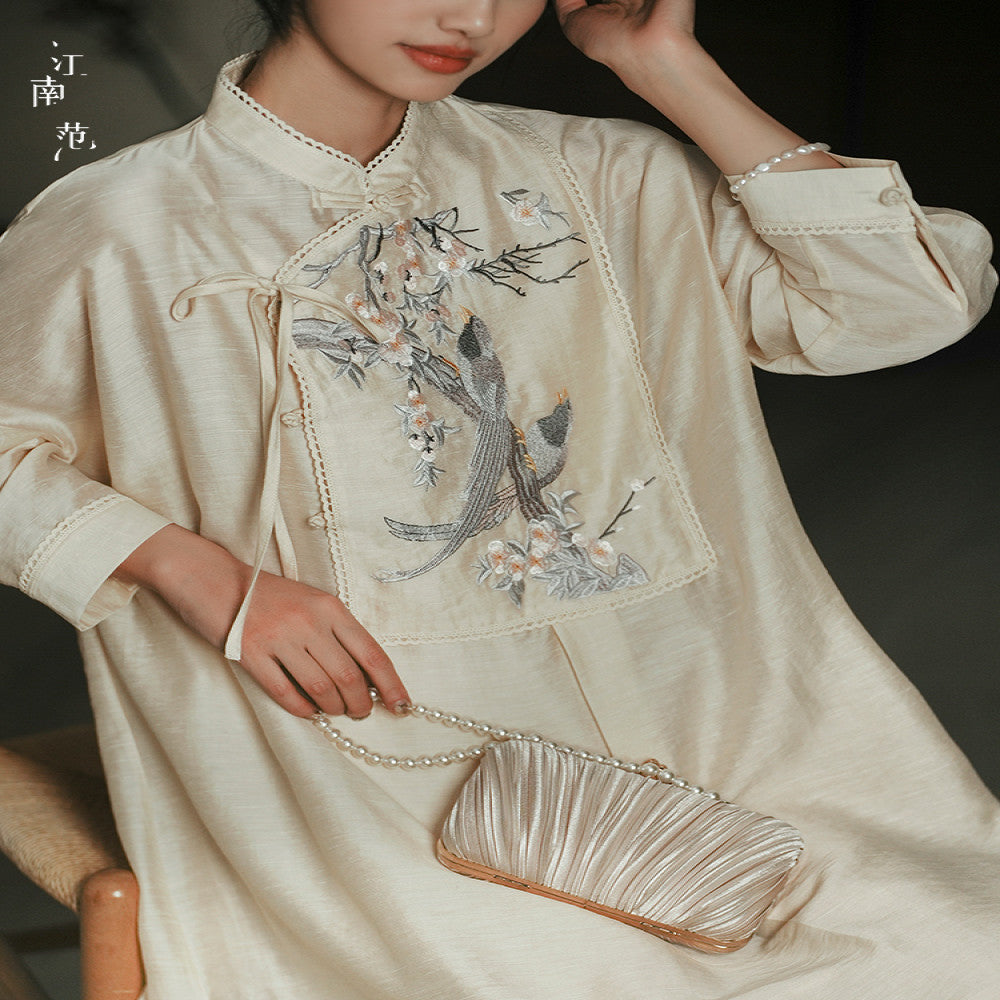 Jiangnan style new and improved version of cheongsam young style two piece set loose fit a swing 2024 summer slightly overweight covering the belly and showing off thinness image 4