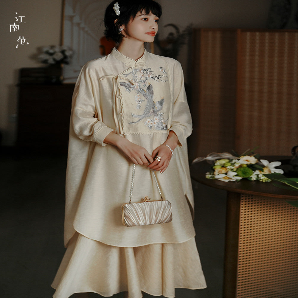 Jiangnan style new and improved version of cheongsam young style two piece set loose fit a swing 2024 summer slightly overweight covering the belly and showing off thinness image 5