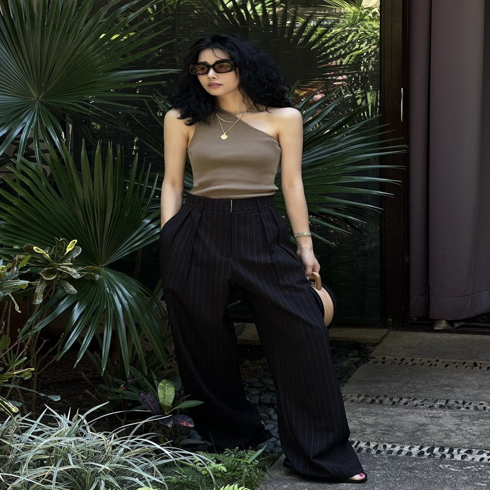 2025 Spring and Autumn New Commuter Simple Loose Wide Leg Pants Vertical Striped Western Pants Women s Cold Style Casual Floor Pants image 2