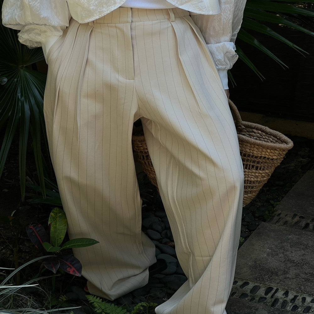 2025 Spring and Autumn New Commuter Simple Loose Wide Leg Pants Vertical Striped Western Pants Women s Cold Style Casual Floor Pants image 4