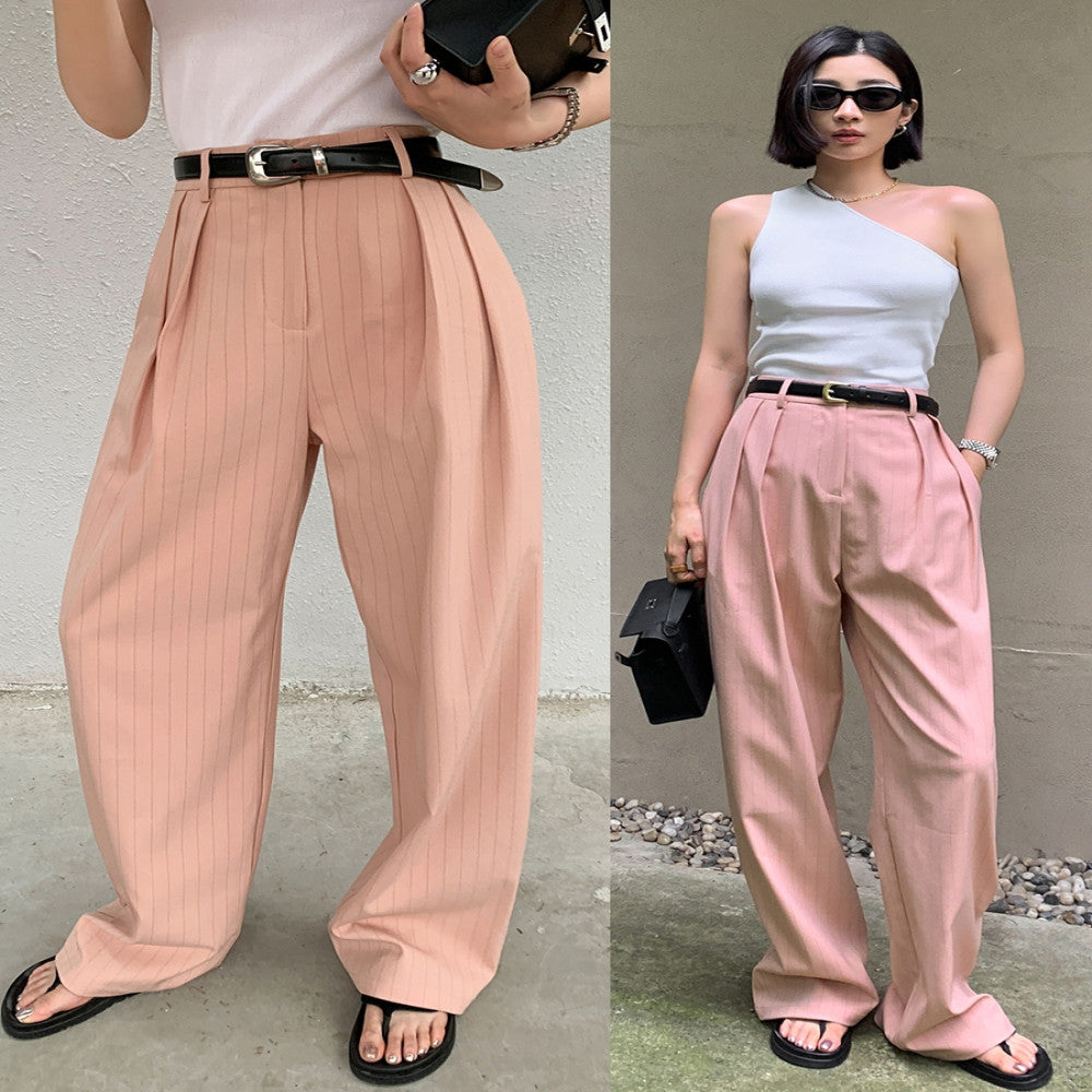2025 Spring and Autumn New Commuter Simple Loose Wide Leg Pants Vertical Striped Western Pants Women s Cold Style Casual Floor Pants image 5