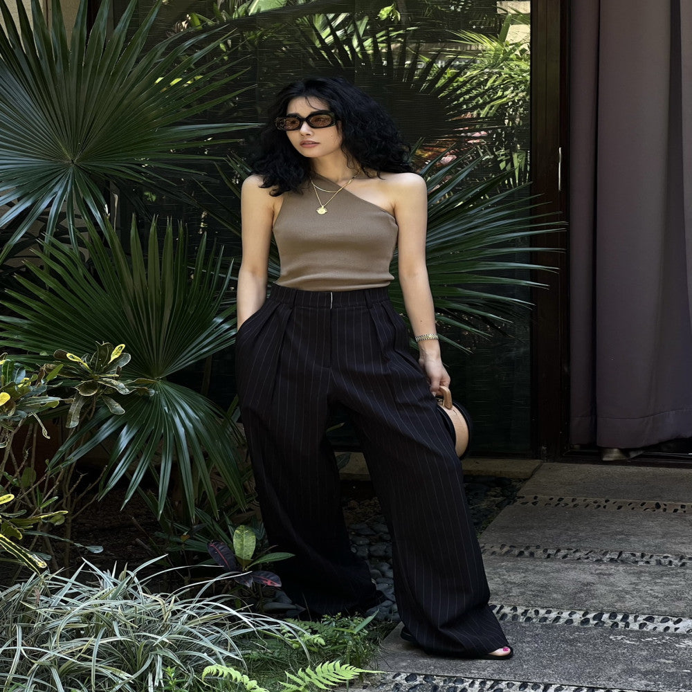 2025 Spring and Autumn New Commuter Simple Loose Wide Leg Pants Vertical Striped Western Pants Women s Cold Style Casual Floor Pants image 9