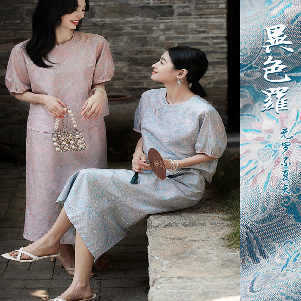 Summer cool transparent non permeable flesh Bubu Shenglian Lotus different color radish 100 pure mulberry silk new Chinese style image 2